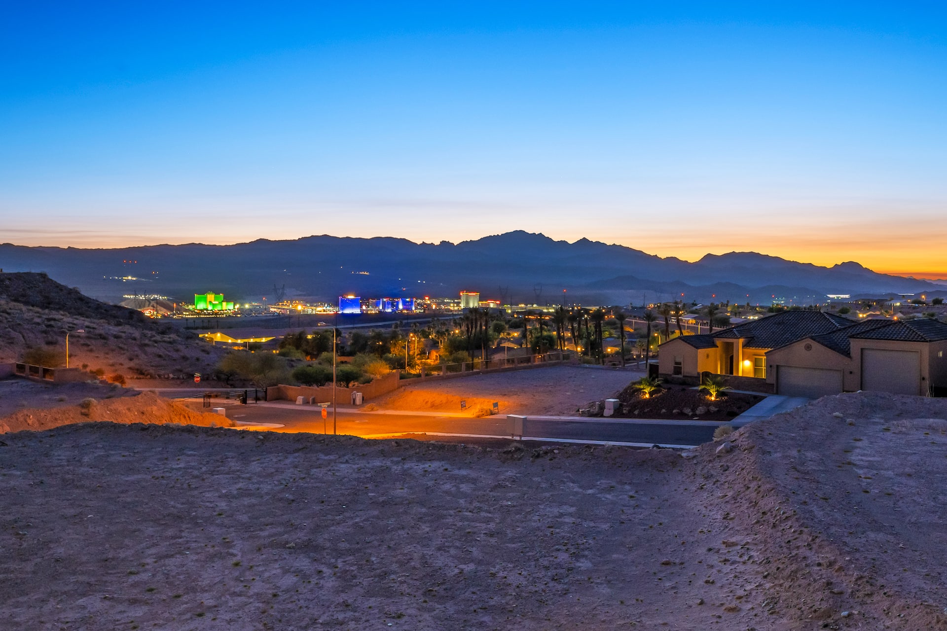 Laughlin Strip and mountains at twilight